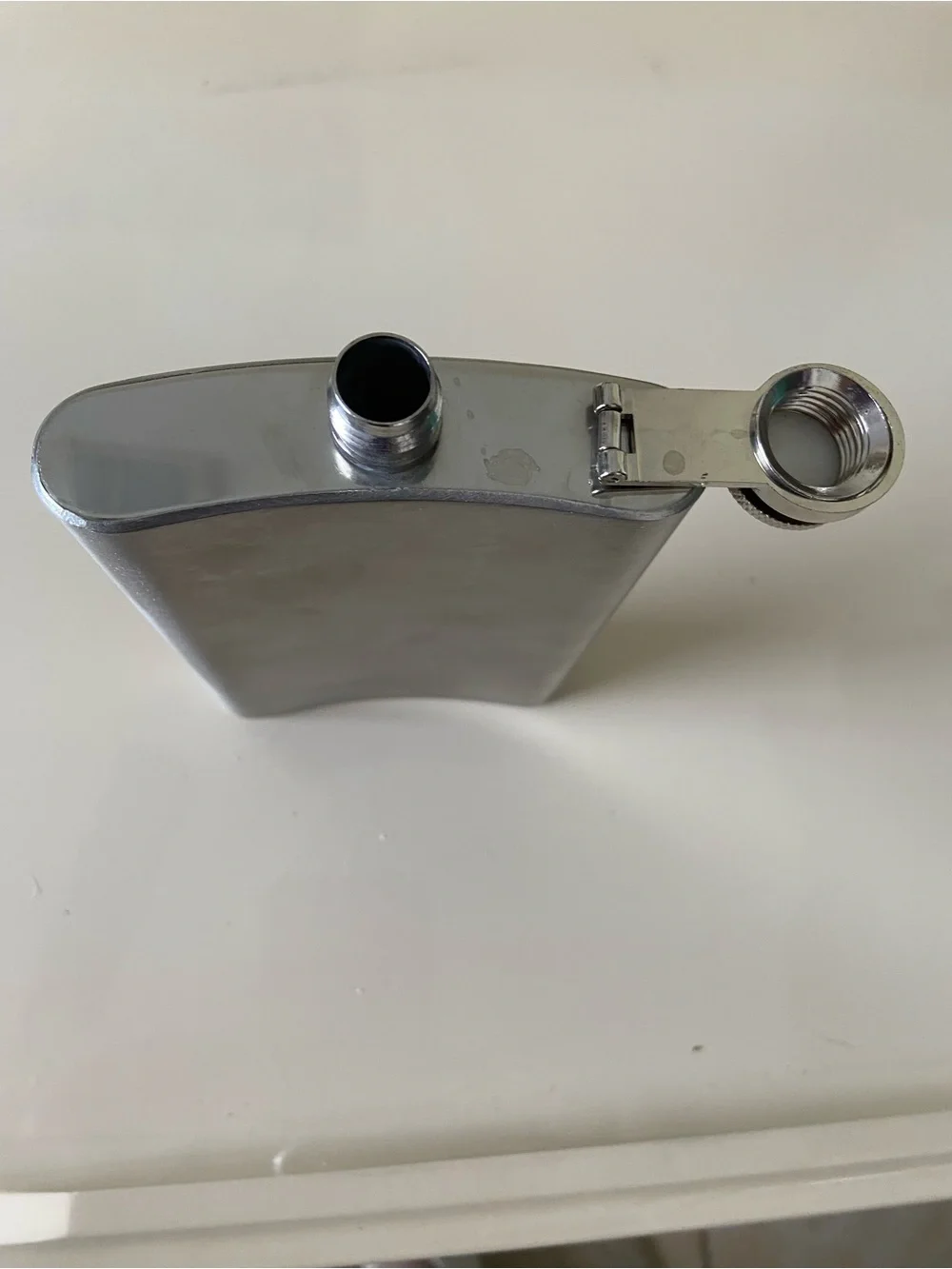 Stainless Steel Hip Flask with Hinged Cap - Silver